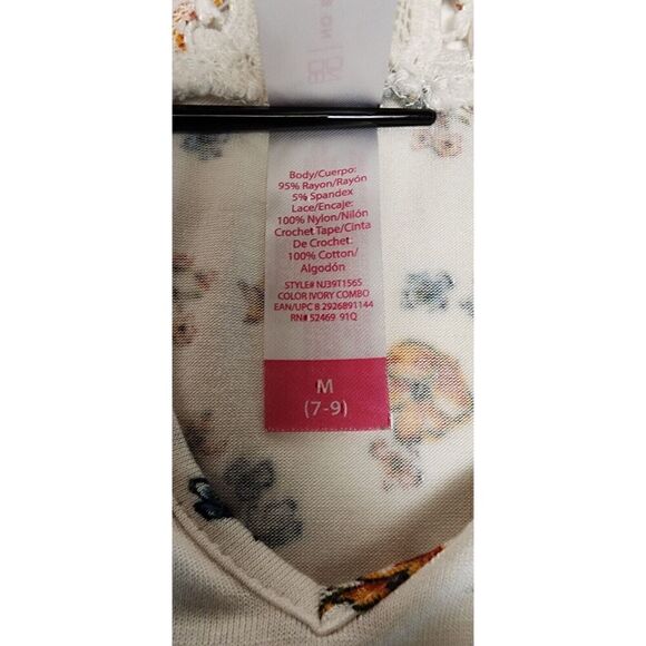NO BOUNDARIES Junior Floral with Lace Detail Shirt Multicolor Cream Size M - Picture 10 of 10